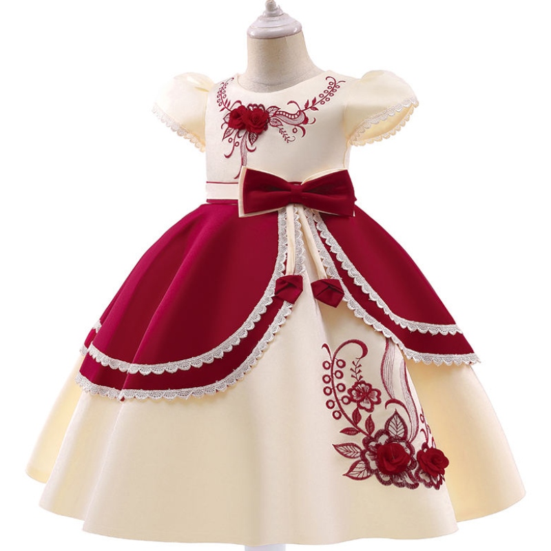 2022 Trẻ em chính thức Vụ thêu cổ điển cho trẻ em trẻ em Trang phục Part Party Princess Dresses Girls Buổi tối Vestido