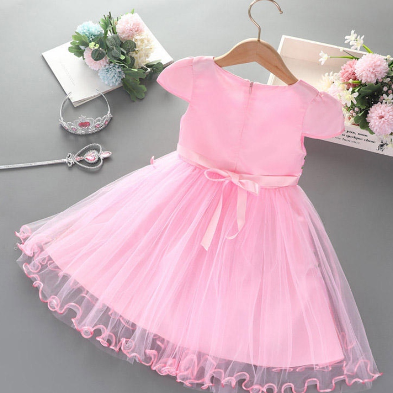 Váy 2-8y Girls Summer Mới tay áongắn công chúa Elsa Mesh Tutu váy trẻ em