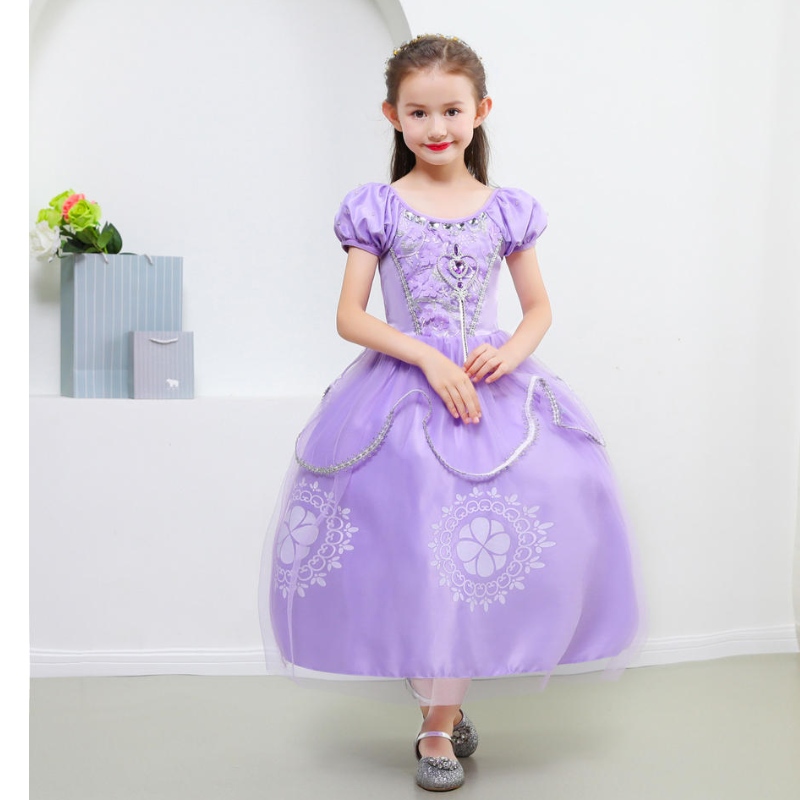 Princess Sofia Dress for Girl Kids Cosplay Puff Layer Layer Váy dự tiệc Bữa tiệc sinhnhật Ball Wedding Ball Gown Trang phục ưa thích