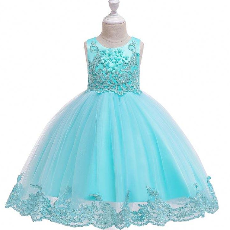 Baige Summer Kids Sequin Party Dress Flower Girl Cô gái ren không tay áo dài sinhnhật Váy sinhnhật