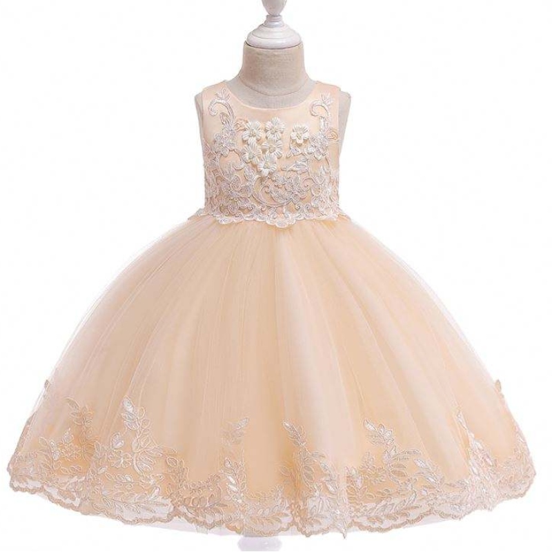 Baige Summer Kids Sequin Party Dress Flower Girl Cô gái ren không tay áo dài sinhnhật Váy sinhnhật