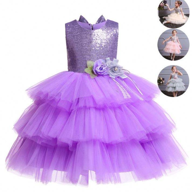 Mùa hè mới Backless Cake Princess Girl Girl Bow Sequin Children \\\\ trang phục thời trang của mình 1729