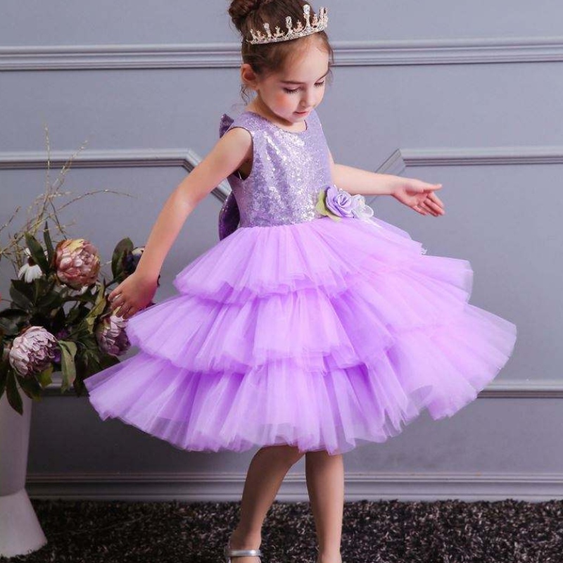 Mùa hè mới Backless Cake Princess Girl Girl Bow Sequin Children \\\\ trang phục thời trang của mình 1729