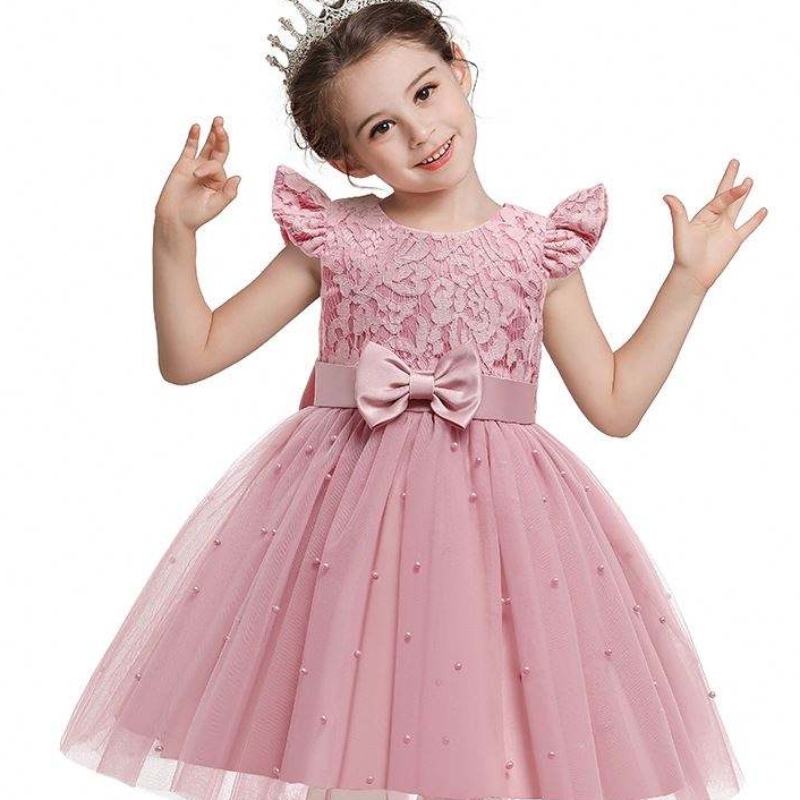 Váy trẻ em xuyên biên giới Baige Bán buôn màu rắn màu ren Bowknot Children