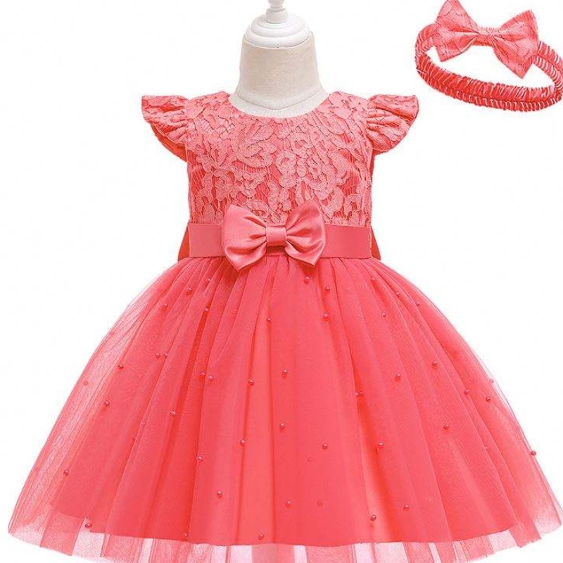 Váy trẻ em xuyên biên giới Baige Bán buôn màu rắn màu ren Bowknot Children