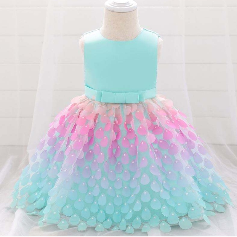 Baige Amazon Bán hàng đầu Mermaid Sequin Dress Baby Princess Girls Party Váy sinhnhật một mảnh Váy tiệc cô gái