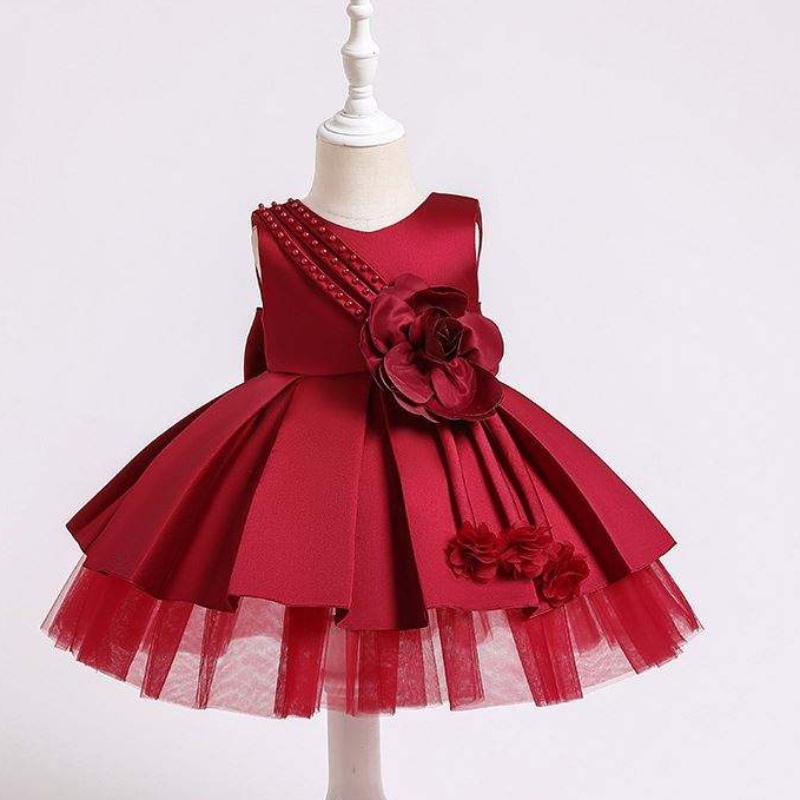 Váy dự tiệc trẻ sơ sinh Baige cho trẻ em Summer Summer Satin Frock Children Váy sinhnhật XZ001