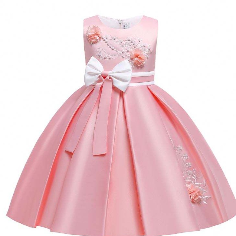 Baige Satin Mẫu 4năm trẻ em Bóng Ball Trẻ em Váy tiệc tùng L5285