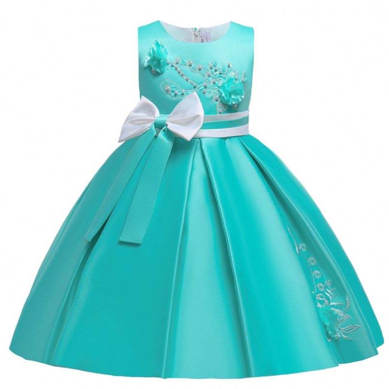 Baige Satin Mẫu 4năm trẻ em Bóng Ball Trẻ em Váy tiệc tùng L5285