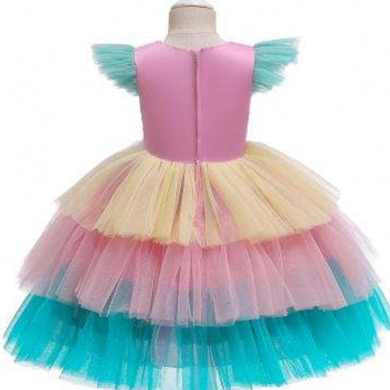 Baige Tulle Tulle Tay áo kỳ lân Tutu váy trẻ em ăn mặc trang phục Halloween Party Wear