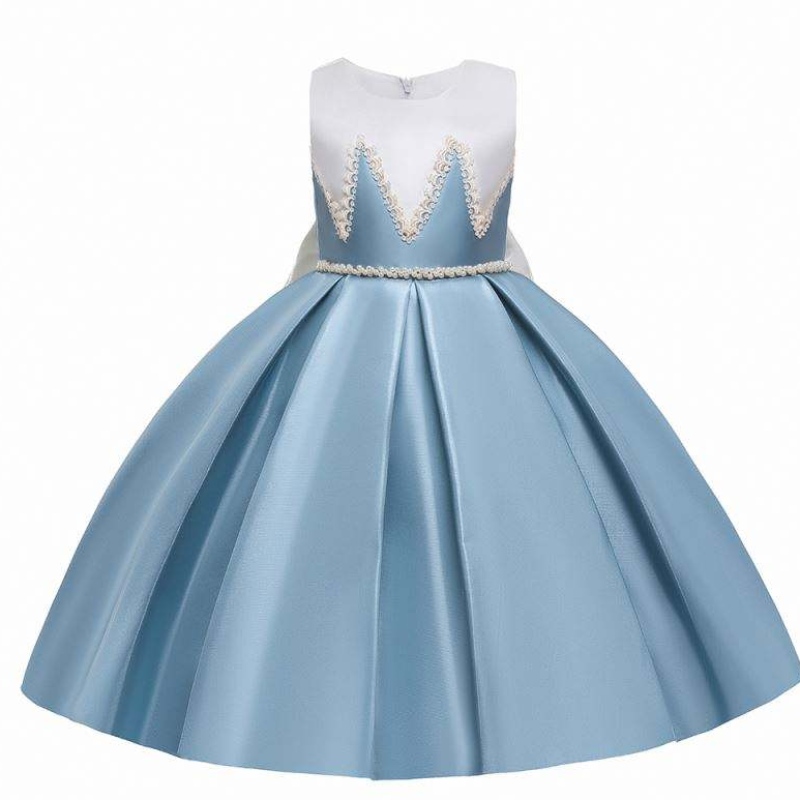 Baige Little Girl Birthday Dress Dress Kids thêu trang phục satin satin satin satin