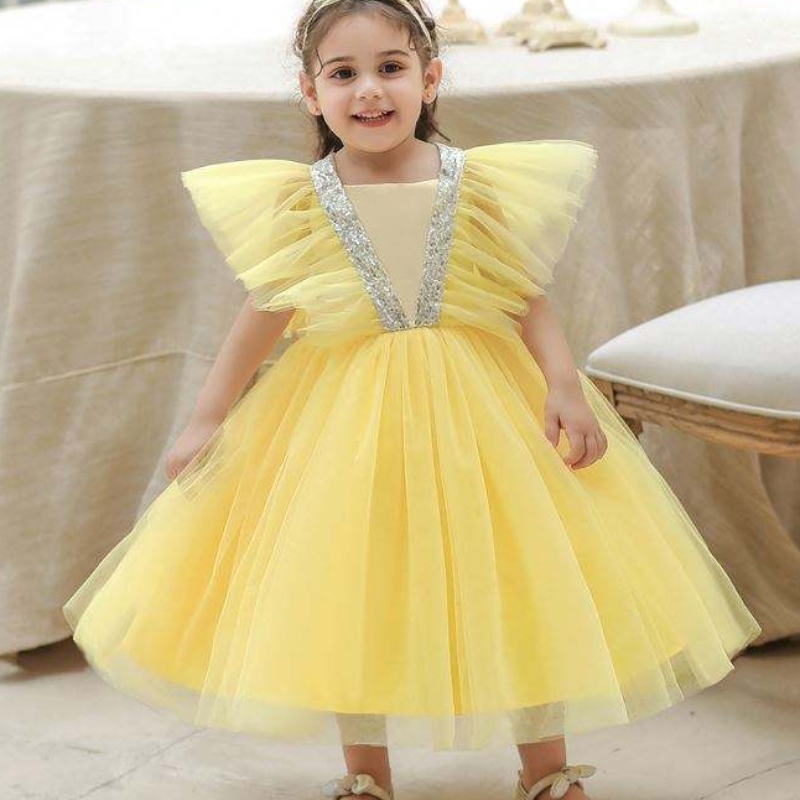 Baige Summer Puffy Flower Váy sinhnhật Full Moon Kids Wedding Tutu Party Dress L2065XZ