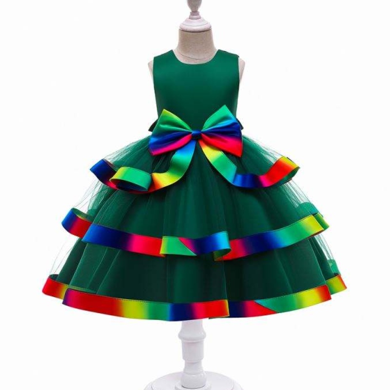Baige Baby Girler Layered Princess Dress New Fashion Kids Tiệc cưới mặc áo choàng bóng