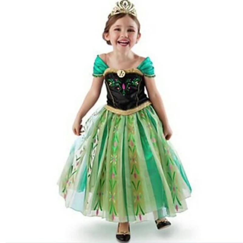 Anna Princess Girls Green Dress Trẻ em