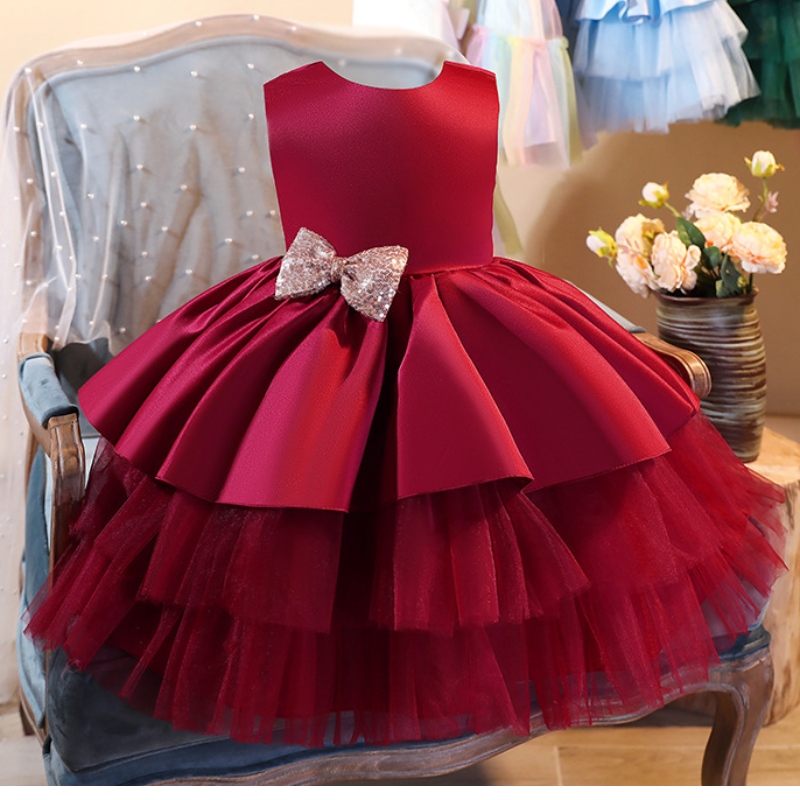 Bánh váy cổ chữ V của trẻ em váy lễ Giáng sinh cho trẻ em sinhnhật