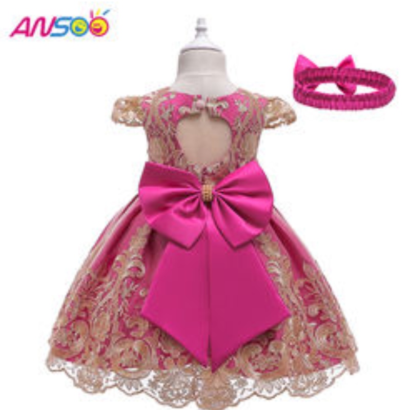 Ansoo Rose Color Pretty Girls Puffy Red Dress cho buổi tối tiệc