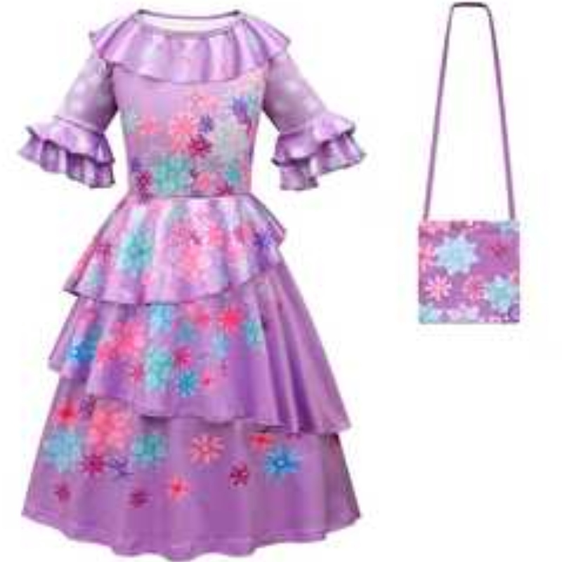 Encanto Madrigal Dress Girl Cosplay Trang phục Fancy Dress cho Halloween Carnival Princess Dress Kính hoa tai Mirabel Trang phục
