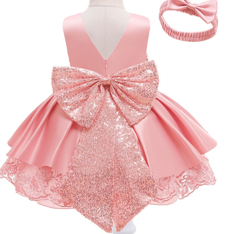 Áo choàng trẻ sơ sinh quần áo sinhnhật cuộc thi Bữa tiệc thêu chính thức ren hoa bé gái mặc quần áo với cây cung lớn