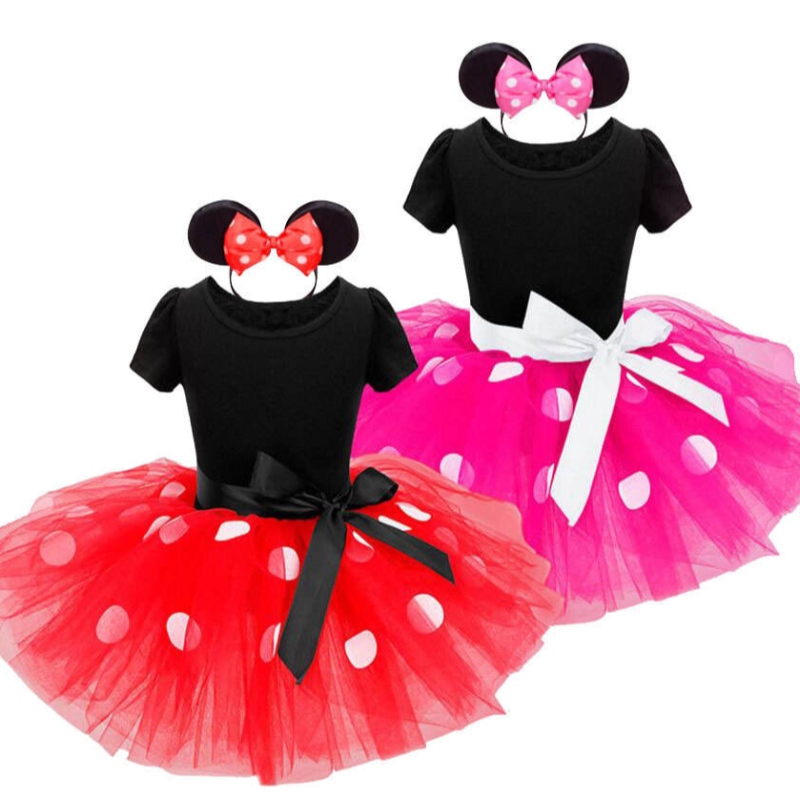Girls Cosplay Phim hoạt hình Trang phục Trẻ em Summer Short Sleeve Polka Dot Princess Dress Up Trẻ em quần áo tiệc sinhnhật
