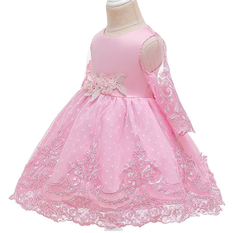 Ansoo 2022 Phong cách mới Summer Little Girl Princess Notevess Long Lace Back Big Bow Puff Party Dress Trang phục cho 2-13năm cô gái