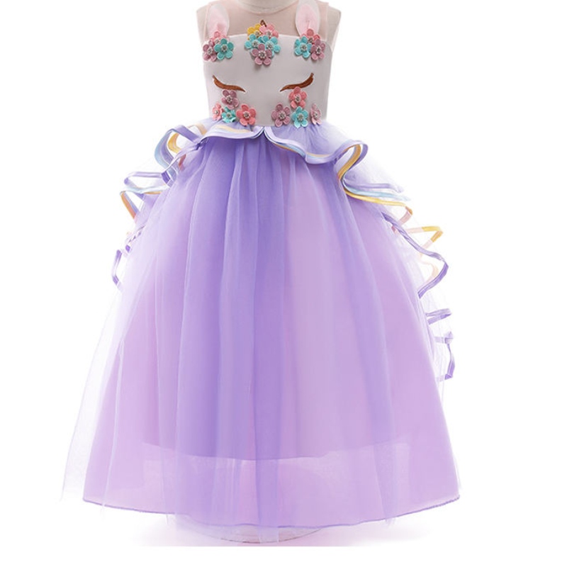 Ansoo Girls Unicorn Dress Party Party Cosplay Halloween Halloween Fancy Weeding Pink Unicorn Dress cho 2-13y Girls