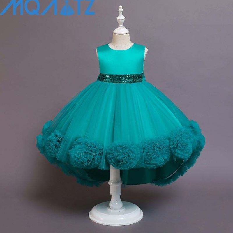 Baige Hot Sale Girl Princess Party Dress frock Kids Party dài áo choàng hoa cô gái