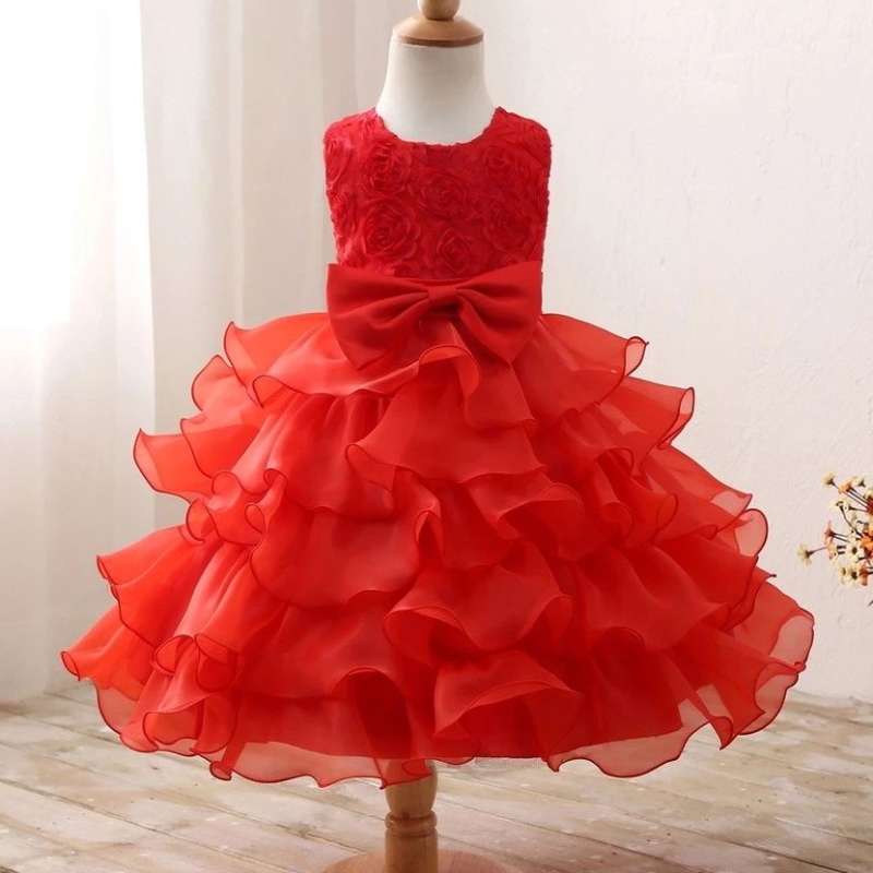 Girls First Merry Christmas Princess Dress Red rennăm mới Trang phục tiệc tùng cho trẻ em hoa cưới hoa và áo choàng sinhnhật