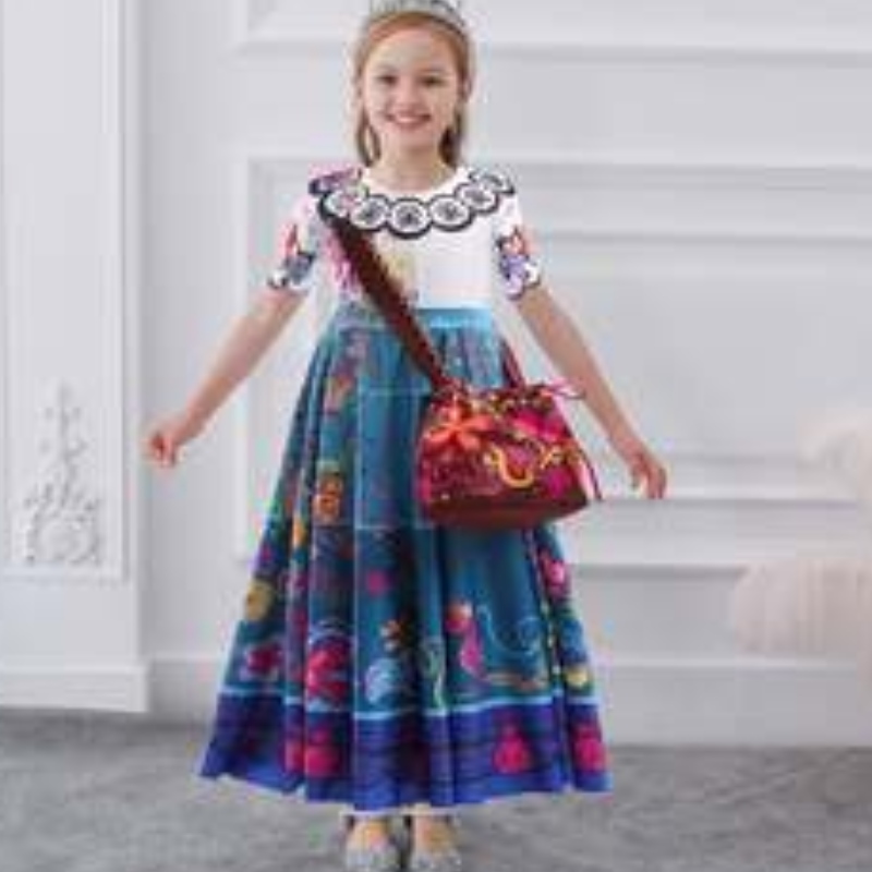Baige Encanto Mirabel Luisa Cosplay Cosplay Cosplent Party Dress Trang phục Halloween Princess với túi