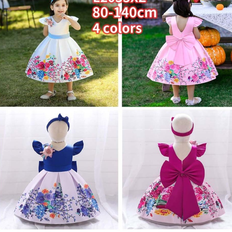 Baige Big Bow Bow Christmas Flower Girl Party Princess Dress