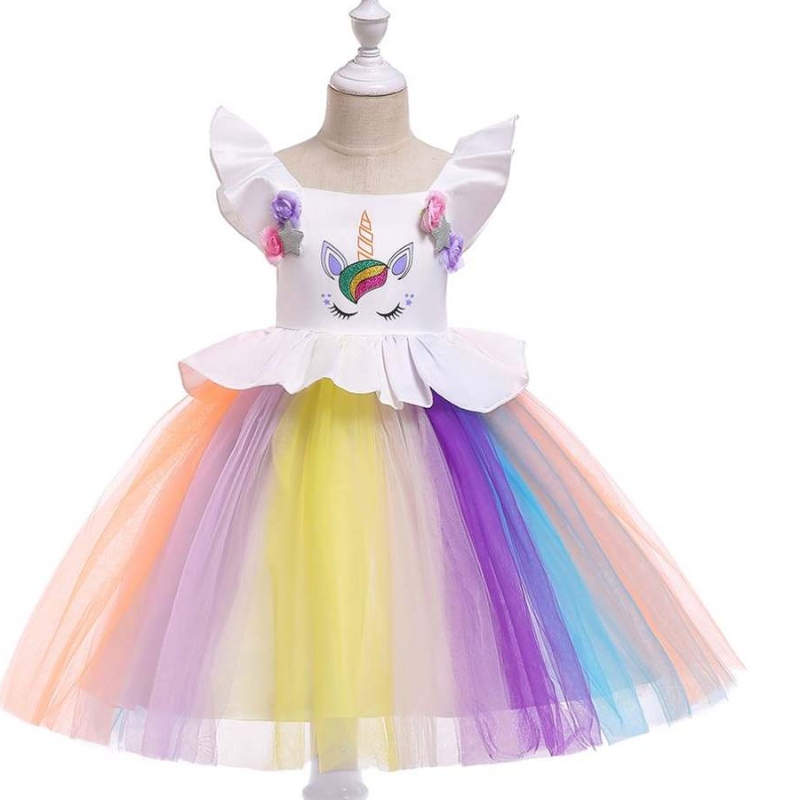 Baige Unicorn Kids Quần áo mới thiết kế trẻ em gái váy dễ thương Váy hiệu suất L5090