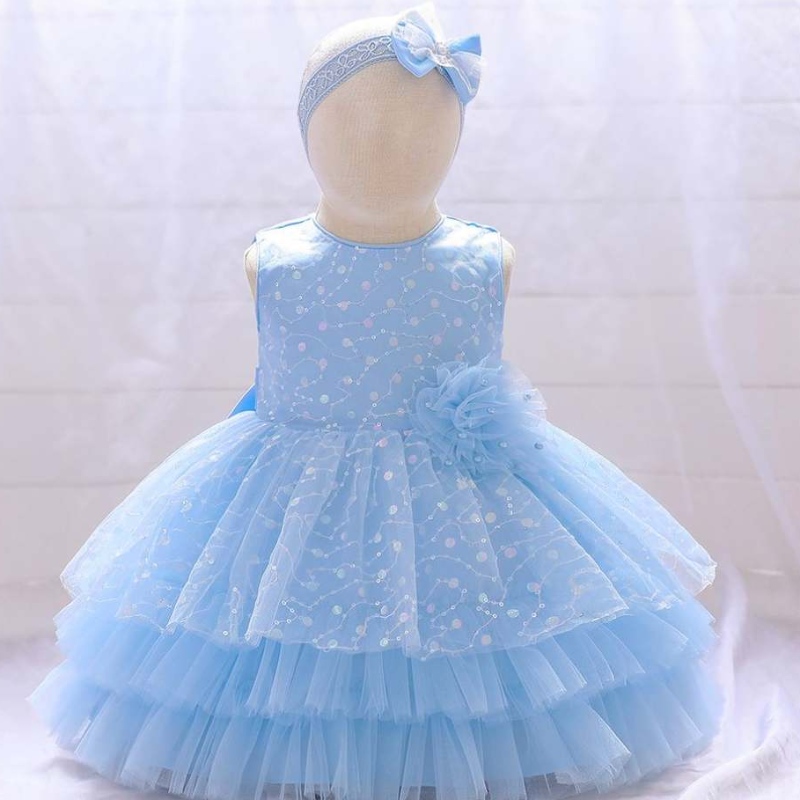 Baige New Born Baby Pretty Flower Girl sinhnhật đầu tiên ăn mặc váy trẻ em váy Tutu với dây đeo tóc miễn phí