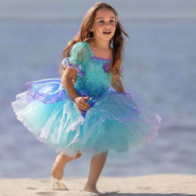 Baigelittle Mermaid Ariel Princess Dress Trang phục Halloween Trang phục bữa tiệc Cô gái Cosplay Kids Ball áo choàng