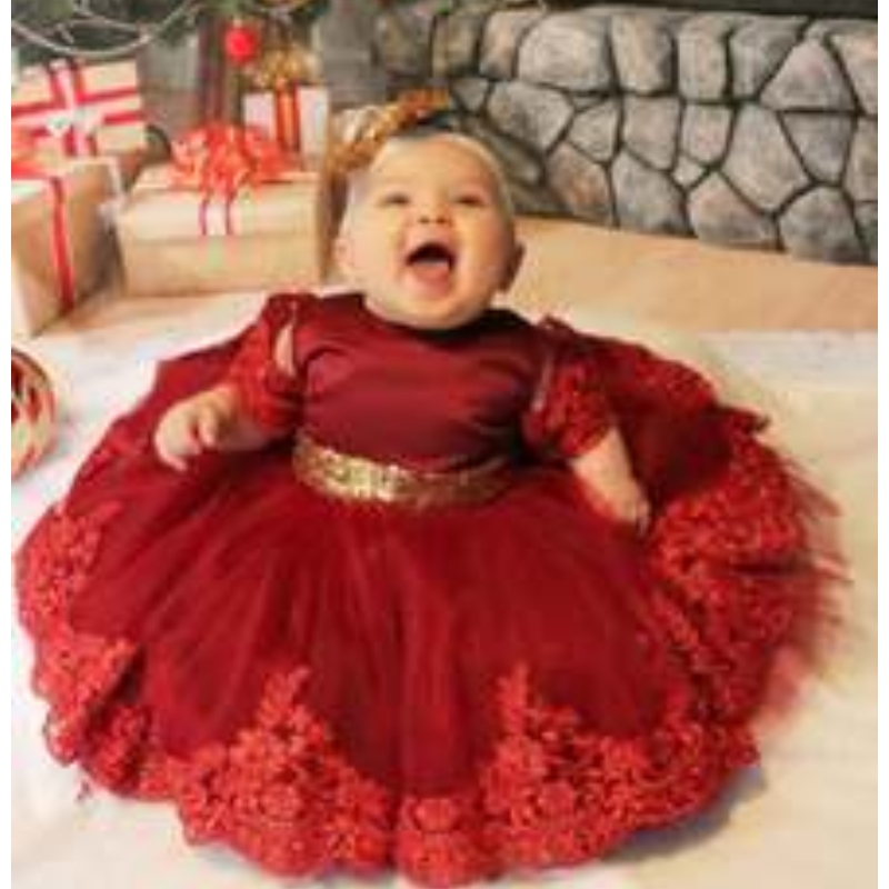 Baige Wholesale Kids Váy sinhnhật Nữ cô gái Trang phục Vàng Váy trẻ em L1926XZ