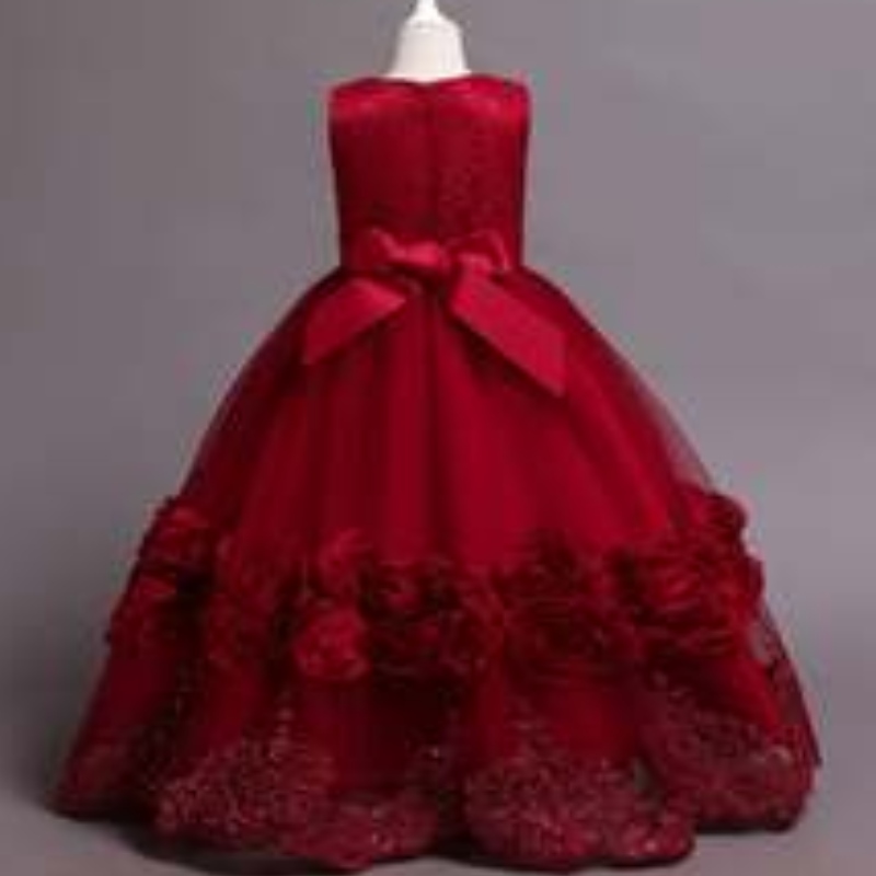 Baige thiết kế mới trẻ em quần áo dài phong cách dài buổi tối áo choàng bé gái ăn mặc tiệc sinhnhật 68053