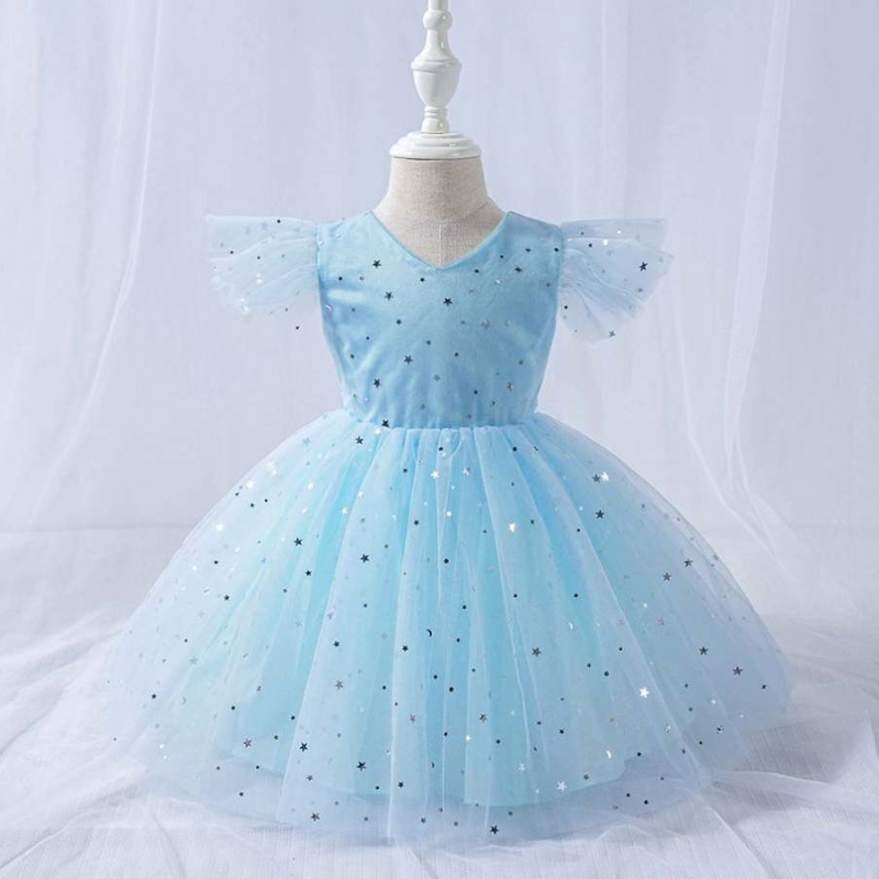 Baige v cổ cô gái tiệc tùng trẻ em Mini Summer Wear Bling Kids Ling