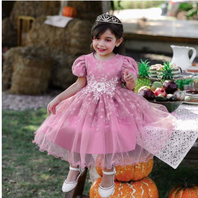 Baige Children Party Wedding Frock Girls Váy sinhnhật Trang phục Thanh lịch Trẻ em Trang phục Công chúa Bóng Bóng Bóng Bông Bóng Bông vũ