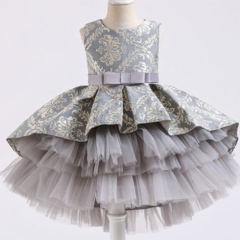Baige 3-12y hoa cô gái lông mịn Nhà máy sản xuất bán buôn Boutique Kids Kids Quần áo Princess Tutu váy 2171