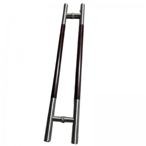 Tay cầm kéo bằng gỗ SS-039 Tay cầm kéo bằng gỗ hai mặt hiện đại, tay cầm cửa kính bằng thép không gỉ