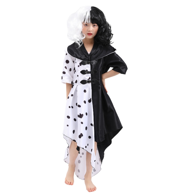 2022 Phong cách mới Phim 101 Chó trung thành Cos Black and White Witch Kuila Deville Cosplay Dress Trang phục