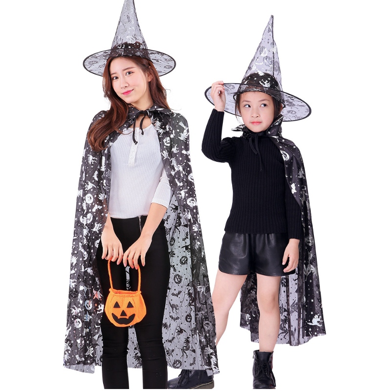 Trang phục Halloween Phù thủy phù thủy áo choàng áo choàng áo choàng cho trẻ em đạo cụ halloween phụnữ đặt bữa tiệc sinhnhật cosplay