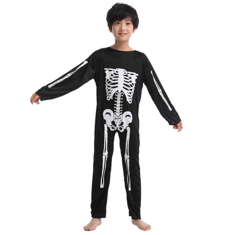 2022 Amazon Children Jumpsuit Halloween Party Trang phục Jumpsuit với bộ xương in cho trẻ em