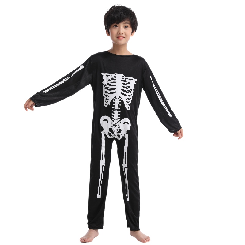 Trang phục trẻ em Halloween Skeleton Glow trong bộ trang phục hộp sọ Bone Dark cho lễ hội Halloween Carnival