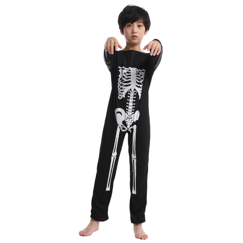 Trang phục trẻ em Halloween Skeleton Glow trong bộ trang phục hộp sọ Bone Dark cho lễ hội Halloween Carnival