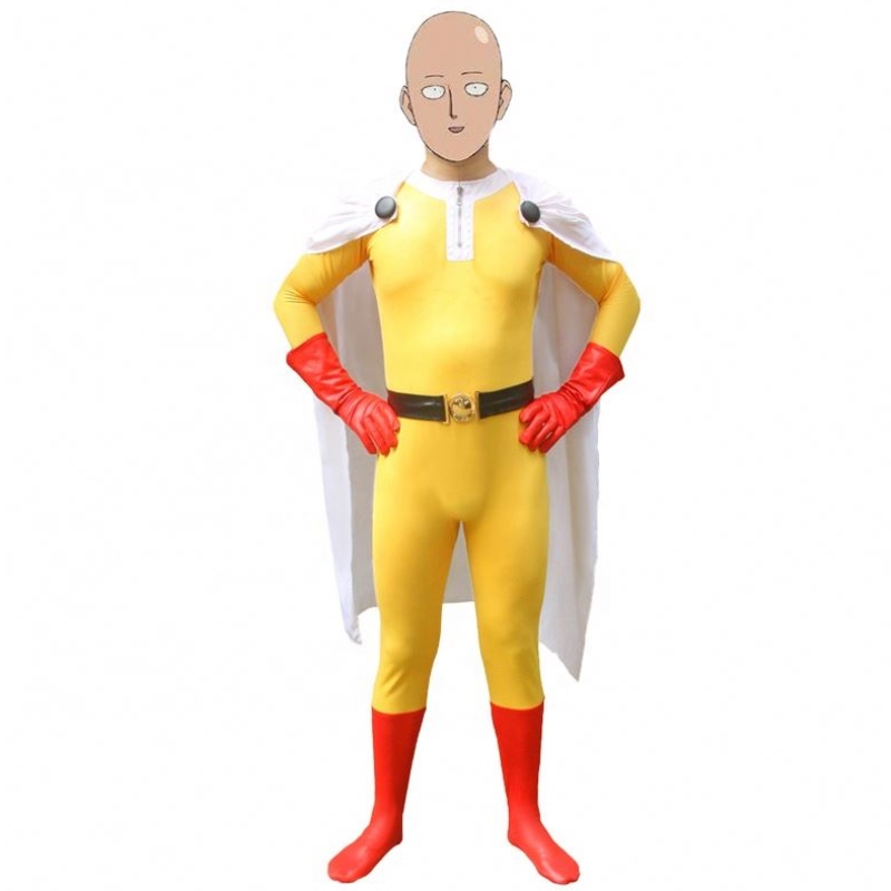 Bữa tiệc Halloween Halloweennổi tiếngnhất&adults Superhero Jumpsuit với Cloak Cosplay Anime One Punch Man Saitama Trang phục hoạt hình
