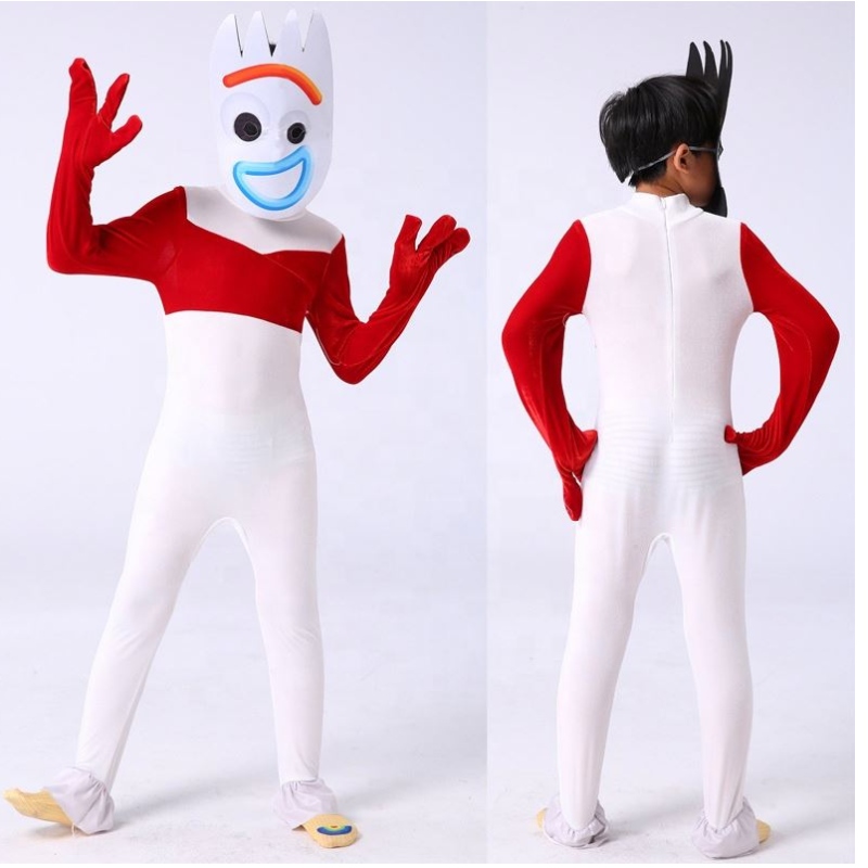 Nhà máy trang phục cosplay bodysuit củanhà máy cho bữa tiệc Halloween Forky Hiệu suất mặc trang phục câu chuyện đồ chơi cho trẻ em với mặtnạ