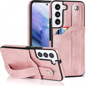 Được thiết kế cho trường hợp ví Samsung Galaxy S22 5G với dây đeo cổ tay có thể điều chỉnh Kickstand PU Lape Credit Card