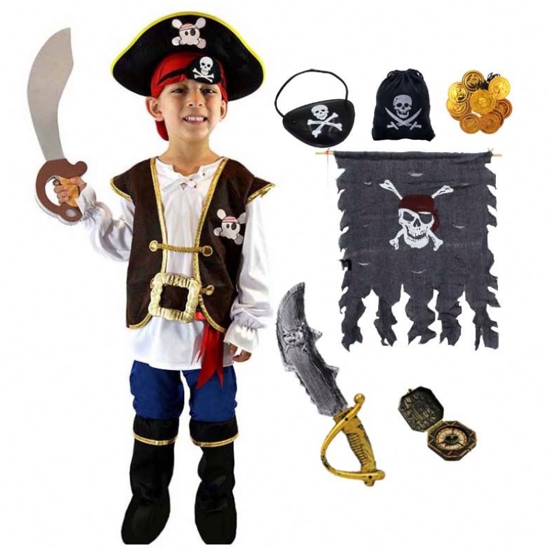 Deluxe Halloween Cosplay Set Kids Boys Pirate Trang phục cho trẻ em với HAT DGHC-080