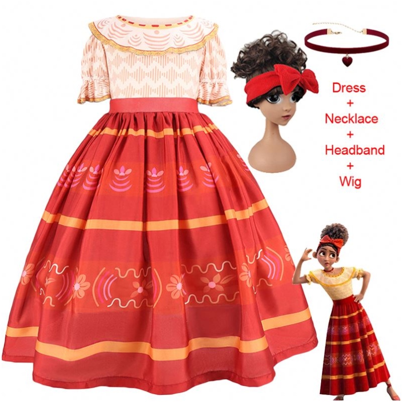 Baige Children Fancy Kids Party Party Princess Encanto Mirabel Cosplay Movie Trang phục Girl Dolors Dress