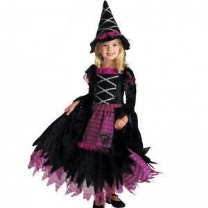 Ý tưởng sản phẩm mới 2022 Trang phục phù thủy của Party Halloween Deluxe Fairytale dành cho các cô gái với mũ phù thủy HCVM-007