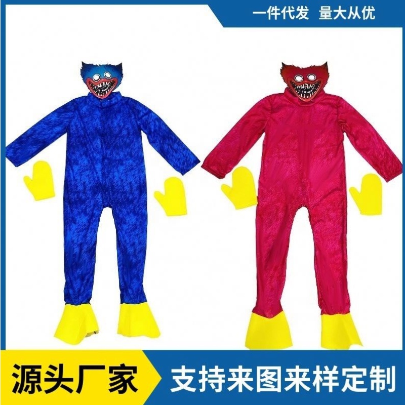 Halloween Poppy Playtime Halloween Cosplay Trang phục pop Cosplay Blue miệng Monster Trang phục cho trẻ em Jumpsuit Monster Jumpsuit